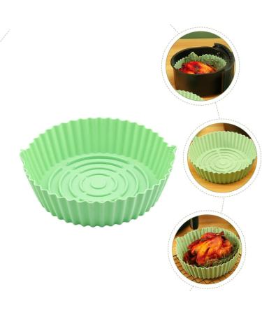 Zerodeko Air Fryer Pan Toaster Oven Pan Non Stick Baking Pan Oven Liner Silicone Air Fryer Mat Basket Round Green 19X19X6CM - Buy Online on GoSupps.com
