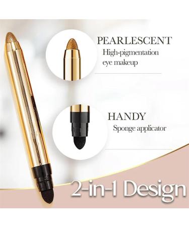 Gleamon Double-Ended Eyeshadow Pencil 2-In-1 Pearlescent Eyeshadow Makeup Pen Stick Double Ended Eye Shadow Stick Waterproof Long Lasting Eyeshadow Highlighter Stick (3PCS+wooden tea brown) - Buy Online on GoSupps.com