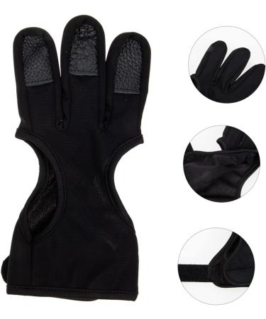 Anneome Archery Finger Stall Mittens Bow and Finger Glove Three Finger Archery Gloves Leather Gloves Archery Equipment Portable Shooting Glove Wear-resistant Archery Equipment Black Major 20x10cm Black - Buy Online on GoSupps.com