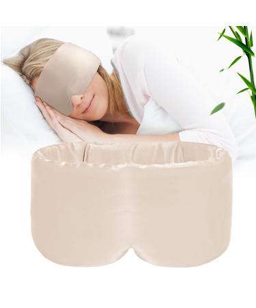 iCooBreeze 100% Handmade Bamboo Sleeping Eye Mask for Women for Men Night Masks Organic Sleep Mask Blockout Eye Mask for Sleeping Large Size Adjustable (1 PC Apricot)