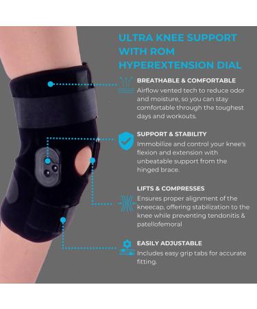 Comfyorthopedic Locking Knee Brace with Metal Side Stabilizers - PCL/ACL Hinged ROM Brace for Meniscus Tear - Knee Braces for Pain Relief with ROM Dial for Women & Men - Buy Online on GoSupps.com