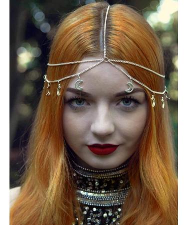 Zoestar Boho Gold Moon Headband Festival Prom Hair Accessories Fashion Headband for Women Girls