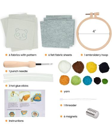 Mefatus Punch Needle Kit for Beginners - Embroidery Tool with Fabric, Hoop, Yarn, and Threader - 6 Pack for Rug Tufting, Coaster Art, and Crafts - Buy Online on GoSupps.com