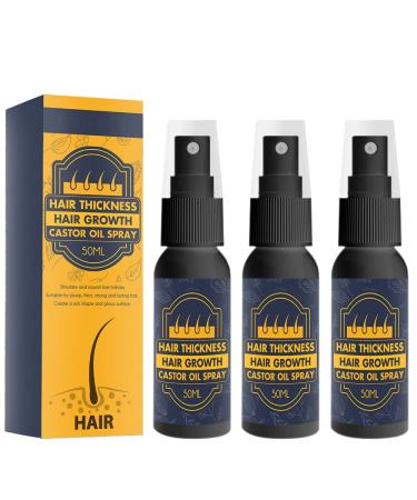 LPDM Castor Oil Spray for Hair Growth Regrowth Nourishing Ginger Spray Hair Growth Spray for Dry Damaged Hair Hair Thickness Maximizer Castor Oil for Eyelashs and Eyebrows 50ml (3 PCS)
