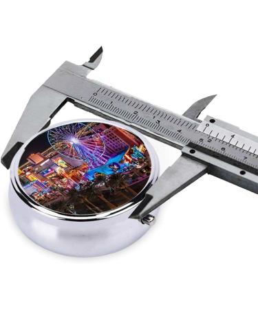 Las Vegas Night View Mini Round Pill Box | 3 Compartment Travel Pill Organizer | Portable Medicine Case for Home & Office - Buy Online on GoSupps.com
