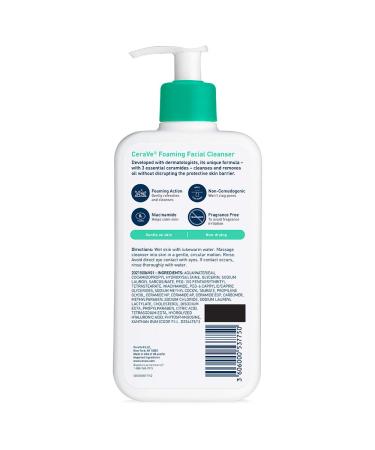 CeraVe Foaming Facial Cleanser for NormalOily Skin - 12 fl oz | Hydrating & Non-Irritating - Buy Online on GoSupps.com