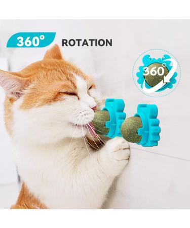 AUCENIX Cattion Mist Balls - Edible Dental Toys for Cats | Natural Rotating Cat Toys & Wall Rollers for Kittens (Blue) - Buy Online on GoSupps.com