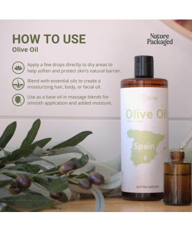 Olive Oil - 100% Pure Cold Pressed Natural Olive Oil (Aceite de Oliva) for Essential Oils Dilution Massage & Skincare - Premium Grade (16oz) Olive Oil 16 Fl Oz (Pack of 1) - Buy Online on GoSupps.com