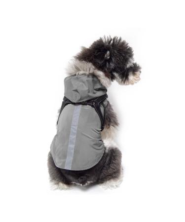 Petcute dog rain jacket rain jacket with dishes windproof waterproof dog coat with reflective stripes adjustable dog rain jacket with hood for small medium -sized and large dogs 2xl gray