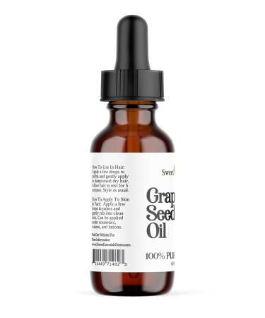 Sweet Essentials Organic Grapefruit Seed Oil - 100% Pure Cold Pressed Carrier Oil 2oz Glass Bottle Imported from Italy - Buy Online on GoSupps.com