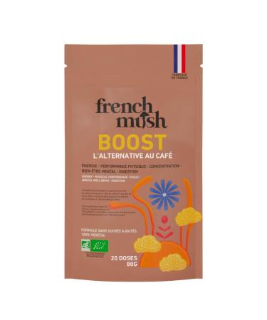 French Mush BOOST - Alternative Caf aux Champignons Adaptog nes Bio : Lion s Mane & Cordyceps - Focus nergie & Digestion - Fabriqu en France (20 doses Chicor e)
