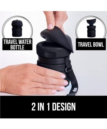 Gorilla Grip Portable Dog Water Bottle - Leak Proof 20oz Silicone Dispenser for Puppy Walks, Travel, Hiking - Keep Pets Hydrated on the Go - Black - Buy Online on GoSupps.com