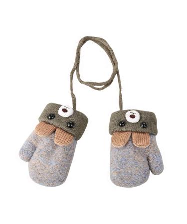 AIDIER Baby Winter Mittens Knitted Gloves with Fleece Lined Hang Neck Mittens for Baby Boyes Girls 0-3 Years Grey