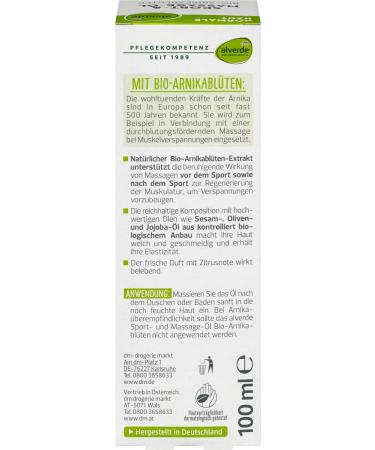 Alverde Arnica Sports & Massage Oil 100ml - Natural Pain Relief & Muscle Recovery - Buy Online on GoSupps.com