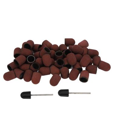 YAOGOHUA 120# Grit Nail Art Sanding Caps Manicure Polishing Grinding Bands Nail Drill Bits Set with Shaft