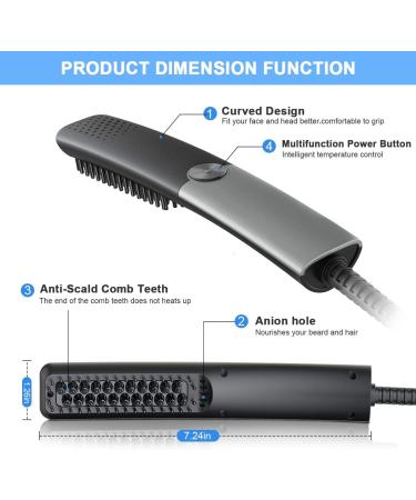 Lidasen Beard Straightener Comb for Men - Ionic Heated Hair Styler for Smooth, Straight Beard & Hair - Electric Brush for Home & Travel - Buy Online on GoSupps.com