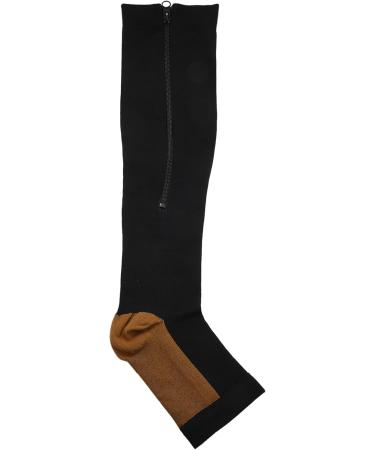 Shuimitao Compression Stockings - Open Tip Varicose Veins Support Nylon Zipper Knee-High Socks in Black & Tongue Sizes L/XL & XXL - Comfortable Elastic Wear for Enhanced Circulation - Buy Online on GoSupps.com