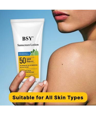 BSY Noni Sunscreen Lotion SPF 50 PA+++ (2.03 fl oz) | Infused with Noni & Soy Milk Extracts | Mineral Sunscreen with No White Cast | Water-Resistant | UVA/UVB Protection | For All Skin Types - Buy Online on GoSupps.com