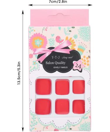 Brrnoo 24-Piece Monochrome False Toenails - Press-On Short Quadratic Fake Toenails for Women & Girls - Red | International Shipping Available - Buy Online on GoSupps.com