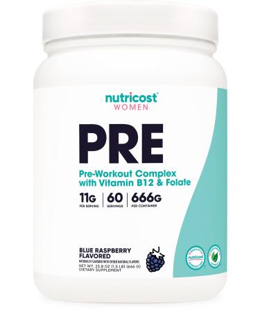 Nutricost Pre-Workout Powder for Women Blue Raspberry 60 Servings Blue Raspberry 1.5 Pound (Pack of 1)