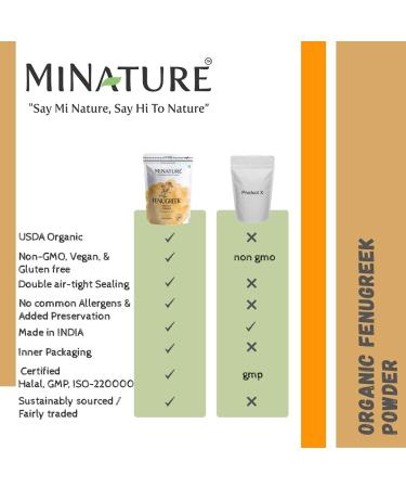 Mi Nature USDA Certified Organic Fenugreek Powder - 227g (1/2 lb) - 100% Natural & Organically Grown - Resealable Zip Lock Pouch - Buy Online on GoSupps.com