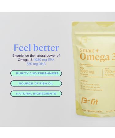 B-FIT Omega 3 Fish Oil - 180 Odorless Softgels from Norwegian Salmon - Heart, Brain & Joint Support- 1800 mg with 1080 mg EPA & 720 mg DHA - 60-Day Supply - Buy Online on GoSupps.com