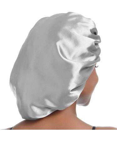AliLeader 2Pcs Silk Hair Bonnet for Sleeping - Black+Silver - Buy Online on GoSupps.com
