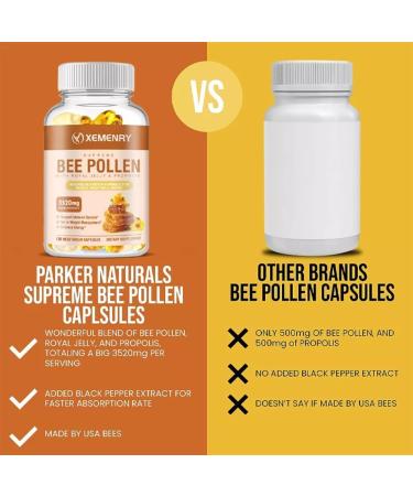 Bee Pollen 3520mg - Antioxidant Skin Health - Royal Jelly Propolis Black Pepper - Buy Online on GoSupps.com