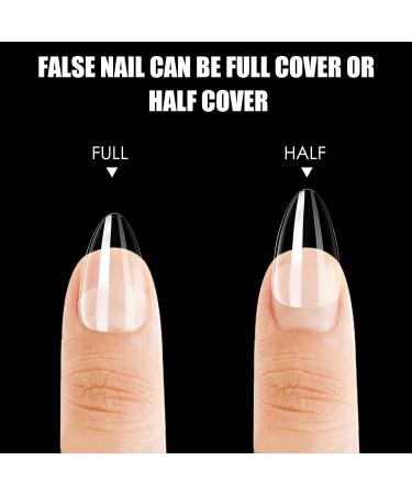 500 Pieces Short Almond Nail Tips Set | Clear Full Cover Acrylic Nails for Gel & DIY Nail Art | 12 Sizes for Studios - Buy Online on GoSupps.com
