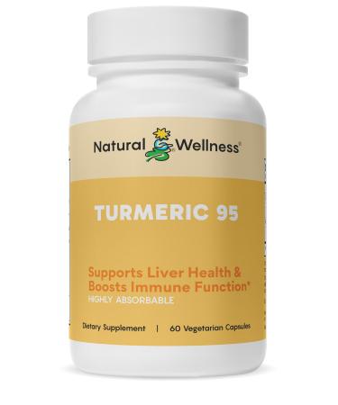 Natural Wellness Turmeric 95 with BioPerine 95% Curcuminoids High Absorption Turmeric Supplement for Joint Health Immune Support & Liver Detox Vegan Non-GMO 60 Capsules