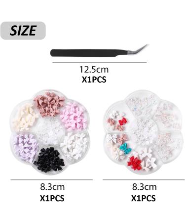 2 Boxes of Nail Art Decorations and 1 Piece of Black Tweezers Nail Jewelry Set DIY Nail Art Bow Nail Decoration Nail Art Accessories - Buy Online on GoSupps.com