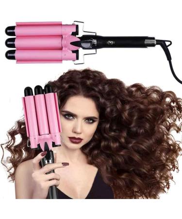 Buy 3-Barrel Waving Iron - 25mm Adjustable Temperature Curling Iron for All Hair Types - Fast Heating Hair Styling Tool in Pink - Buy Online on GoSupps.com