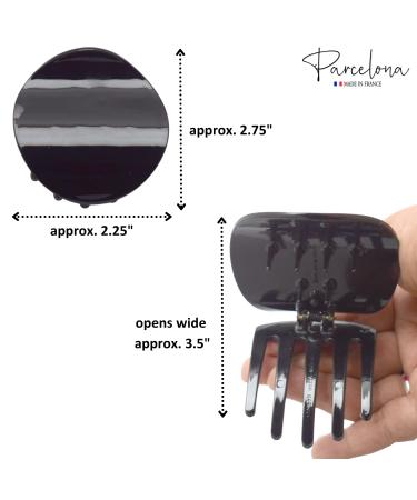 Parcelona France Onde Glossy Black Celluloid Side Slide Hair Claw - Secure Grip Updo Hinge Duck Claw - 2 3/4 Inch (Black) - Buy Online on GoSupps.com