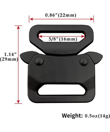 2 Pack Metal Side Quick Release Paracord Bracelet Buckles - Black 5/8in (16mm) - Buy Online on GoSupps.com