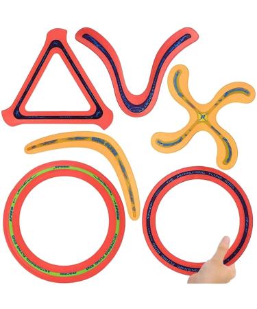 6 PCS Flying Ring Combo Pack Sports Aero Pro Discs, Rings and Boomerangs - Lightweight Sports Outdoor Games Toys for Kids and Adults