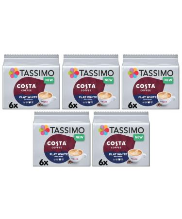 Wonderman Tools Tassimo Costa Flat White Coffee Pods x6 (Pack of 5 Total 30 Drinks)