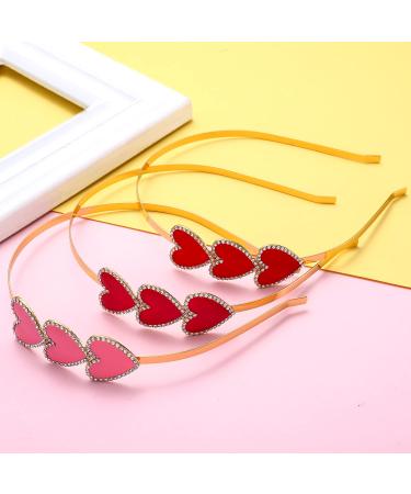 HEIDKRUEGER Valentine's Heart Headband - Rhinestone Enamel Triple Heart Hair Accessory - Buy Online on GoSupps.com