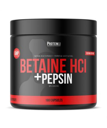 ProteinCo | Betaine HCL with Pepsin Capsules | Superior Digestive Support | 180 Capsules