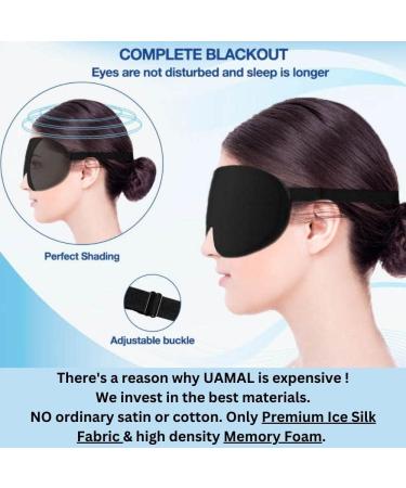 UAMAL 100% Blackout Sleep Mask for Men & Women - 3D Zero Pressure Sleeping Mask with Adjustable Strap - Premium BLACK Eye Mask for Sleeping - Travel Essentials - Buy Online on GoSupps.com