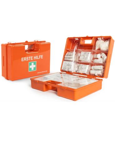 Floordirekt first aid suitcase for companies DIN 13157 filled including wall bracket |1 help bandage box set for at home offices and gastro emergency box up to 50 employees (28 x 20 x 11.5 cm)