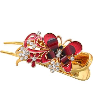For Styling Non Deformation Long Hair Clip Rhinestone Strong Hold Stylish(Red) - Buy Online on GoSupps.com