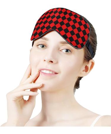 Red and Black Checkered Sleep Mask for Women | Adjustable Eye Shades & Elastic Strap International Shipping Available - Buy Online on GoSupps.com
