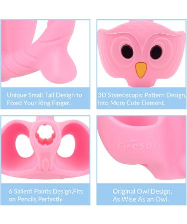 Firesara Original Owl Pencil Writing Aid - Ergonomic 3-Finger Sets for Kids | Handwriting Learning Tool for Righties & Lefties | 3-Piece Colored Set (Pink & Purple) - International Shipping Available - Buy Online on GoSupps.com