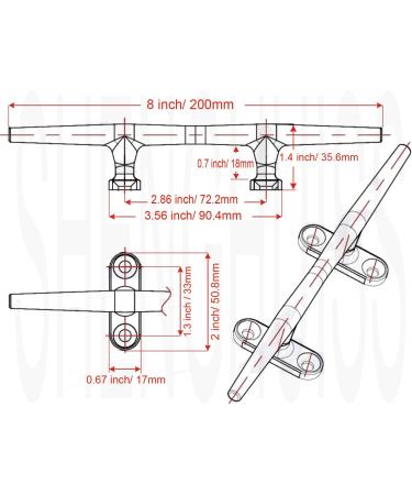 SHENGHUISS 8 inch Boat Dock Cleat Stainless Steel 316 - 4 Pack | Marine Deck Rope Cleats with Fasteners - 2 Pack - Buy Online on GoSupps.com