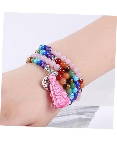 TENDYCOCO 1pc 108 Pink Crystal Bracelet Retro Chakra Mothers Day Jewelry Creative Bracelet Bohemian Feng Shui Beaded Friendship Bracelets Diamond Women's Unique Natural Stone Accessories - Buy Online on GoSupps.com