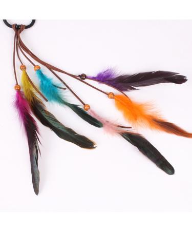 Fodattm Handmade Boho Hippie Hair Bands for Girls & Women - 3 Pack Elastic Ponytail Holders & Feather Hair Accessories - Buy Online on GoSupps.com