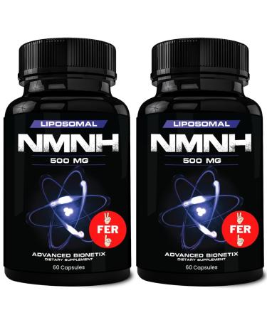 Liposomal NMNH 500mg Per Serving -NMN Supplement Alternative- 120 Capsules (Dihydronicotinamide Mononucleotide) NAD Supplement to Boost NAD+ Levels for Anti Aging (120) 60 Count (Pack of 2)
