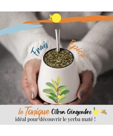 Origeens Organic Yerba Mate Tea with Lemon and Ginger 200g - Le Tonique | Energizing Detox Drink with Organic Unroasted Yerba Mate Leaves | Ginger Lemon Flavor - Buy Online on GoSupps.com
