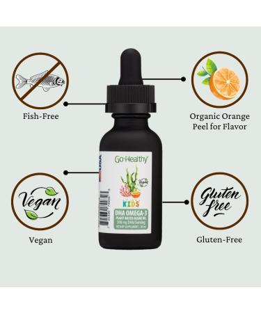 Go Healthy DHA Omega 3 for Kids & Toddlers - Vegan Fish Oil Alternative, Organic Orange Flavor - 30-60 Servings - Buy Online on GoSupps.com