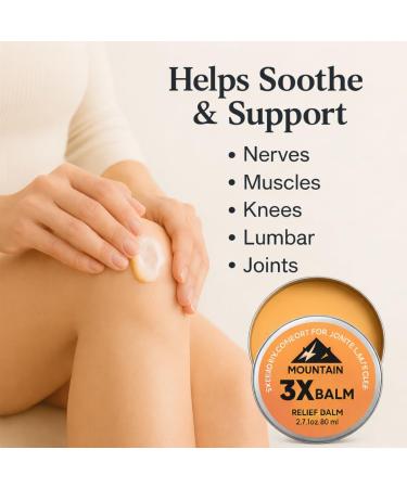 Mountain 3X Relief Balm Mountain 3X Balms with Organic Arnica & Camphor Soothing Body Balm for Neck Hands & Feet with Organic Arnica & Camphor Mountain 3X Relief Balm 2.7fl oz 2.7 Fl Oz (Pack of 1) - Buy Online on GoSupps.com